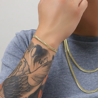 10K Real Yellow Gold Solid Miami Cuban Link 5Mm Chain Bracelet (7"-9") Italian Jewelry for Men