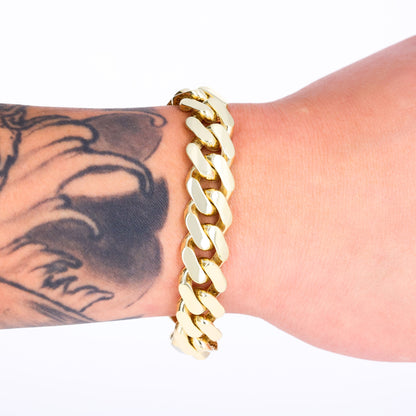 14K Real Yellow Gold Royal Monaco Miami Cuban Link Bracelet 7"-9" (5Mm-17Mm) Italian Jewelry for Men & Women