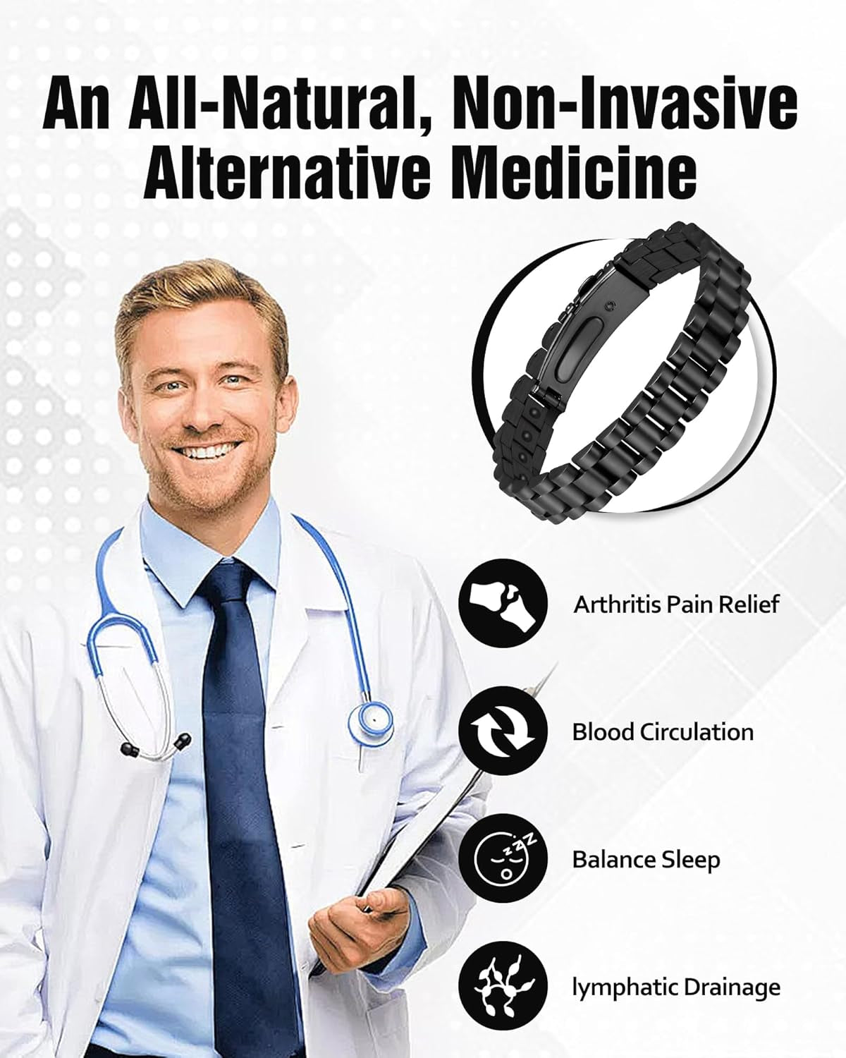 Ultra Strength Magnetic Bracelets for Men - Men'S Hematite Bracelet, Jewellry Gift with Sizing Tool for Perfect Fit