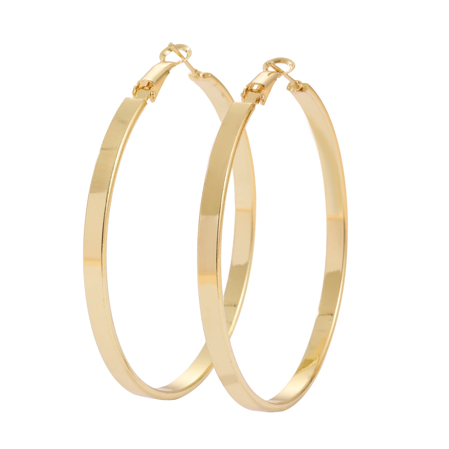 18K Gold Plated Large Hoop Earring with Omega Closure