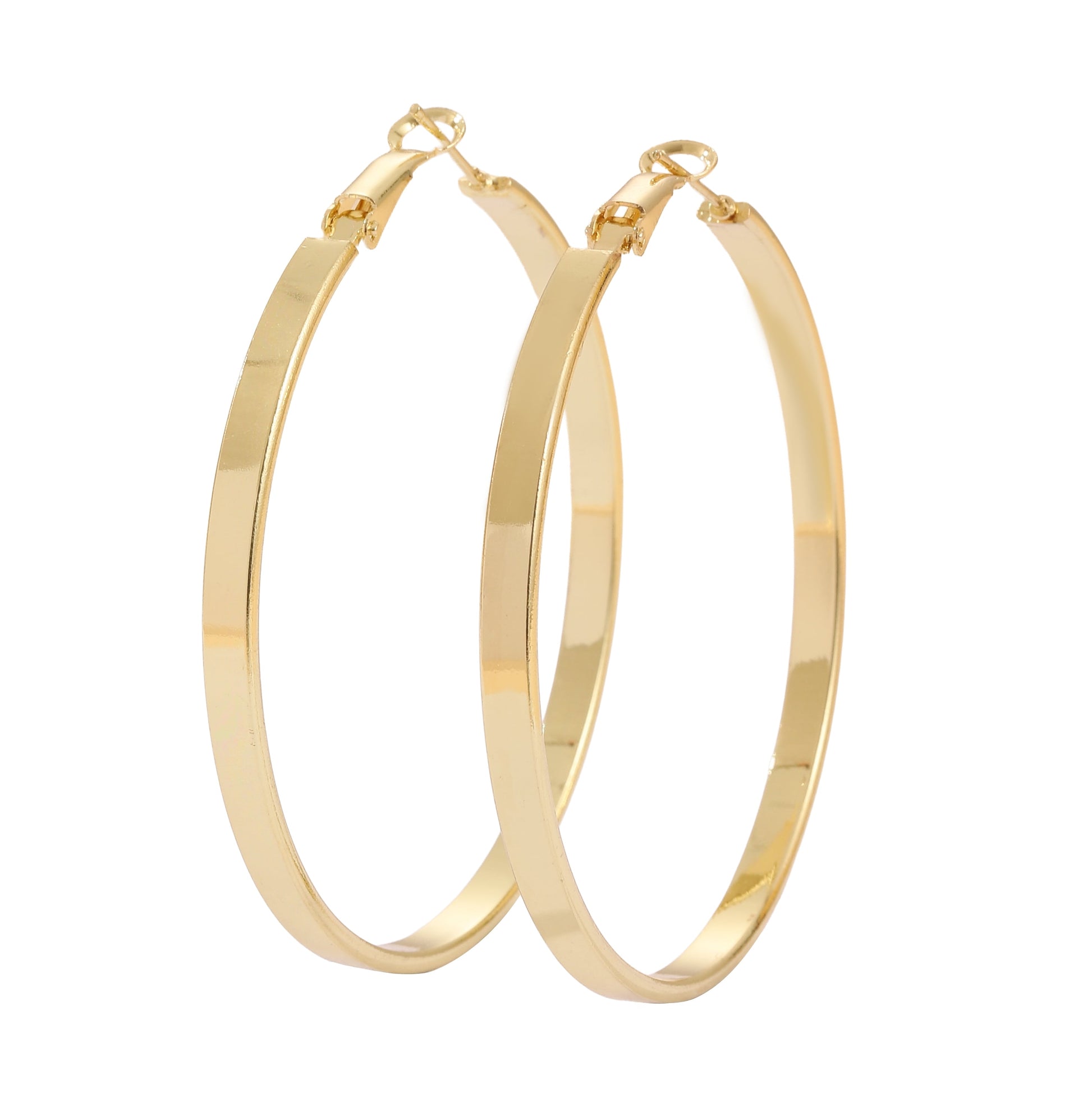 18K Gold Plated Large Hoop Earring with Omega Closure