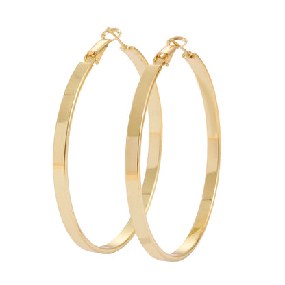 18K Gold Plated Large Hoop Earring with Omega Closure