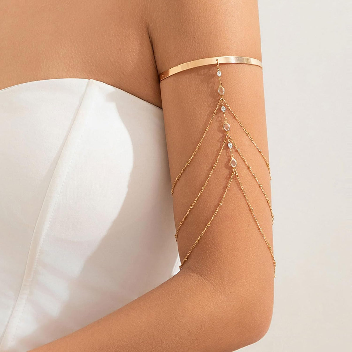 Gold Arm Cuff Upper Arm Jewelry Chunky Cuff Tassel Bracelet for Women Greek Goddess Halloween Costume Accessories 2025
