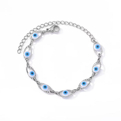 Gothic Rainbow Evil Eye Bracelets for Women Stainless Steel Gold Color Turkish Demon Chain Charm Bracelet Summer Beach Jewelry
