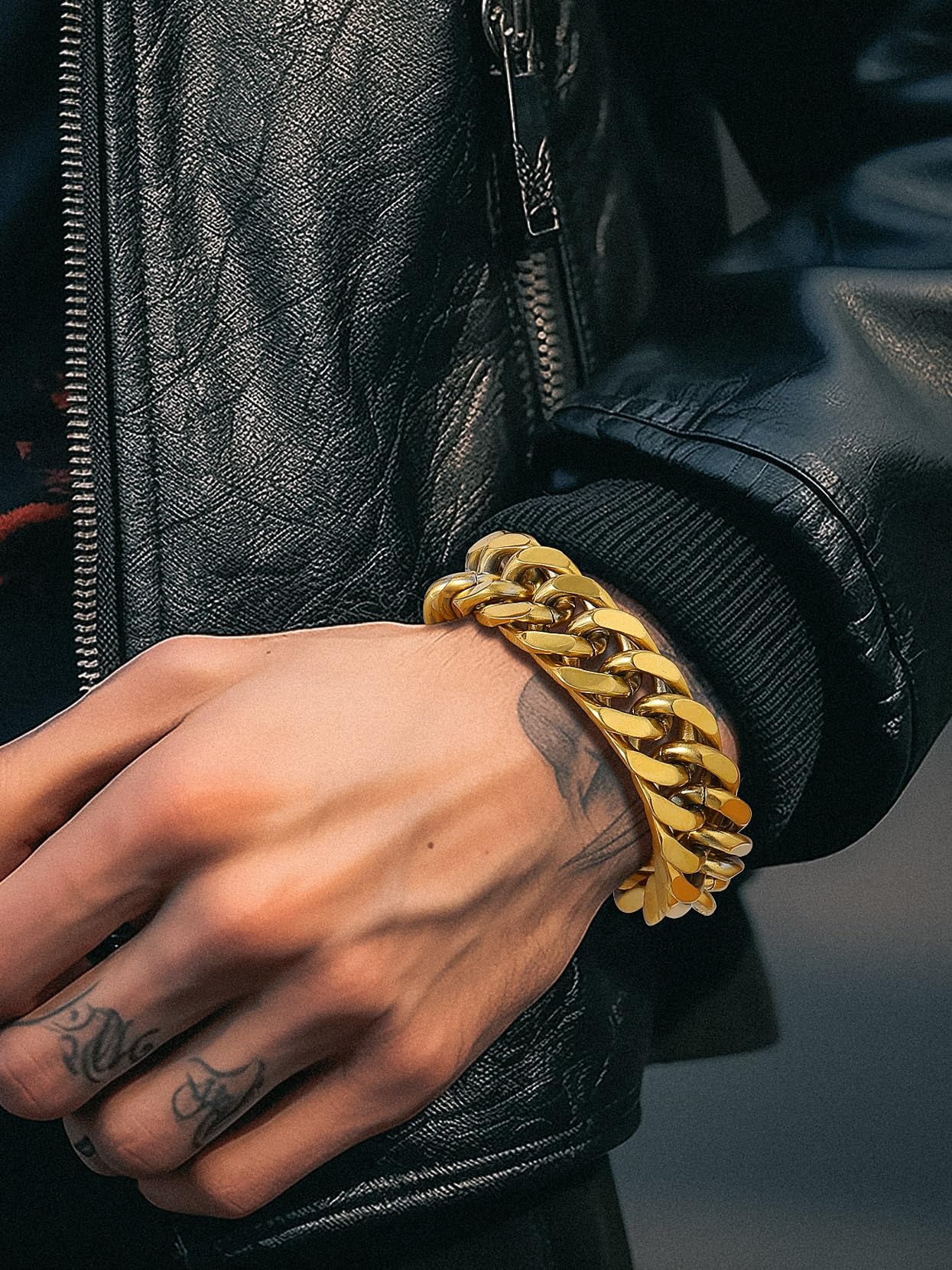 Men Stainless Steel 17Mm Cuban Chain Bracelets Hip Pop Chunky Franco Gold Plated Chain Bracelet 9 Inch Chains Jewelry Birthday Teen Graduation Father'S Day Gifts
