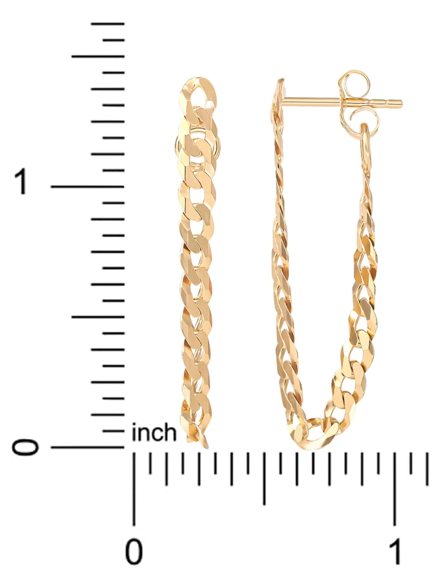 " Women’S Gold Plated Sterling Silver Curb Chain Earrings"