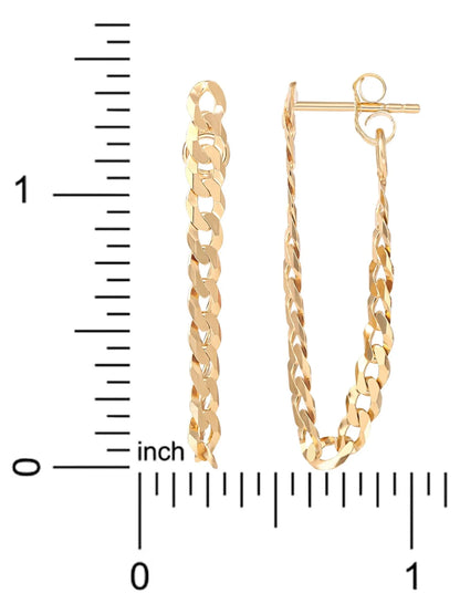 " Women’S Gold Plated Sterling Silver Curb Chain Earrings"