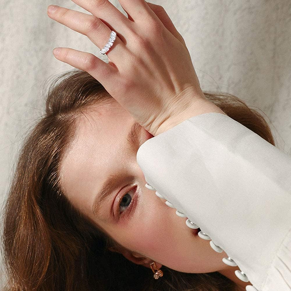Eternity Rings Band for Women 925 Sterling Silver Stacking Rings Pear Cut White Cubic Zirconia Wedding Ring Size 5-9