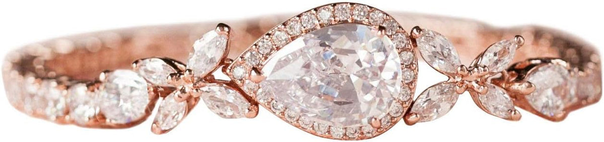 Cubic Zirconia Teardrop Tennis Bracelets for Wedding Bridal Jewelry, Crystal Rhinestone Bracelets for Brides, Bridesmaid, Women