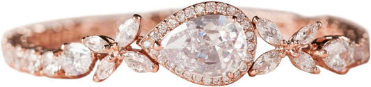 Cubic Zirconia Teardrop Tennis Bracelets for Wedding Bridal Jewelry, Crystal Rhinestone Bracelets for Brides, Bridesmaid, Women