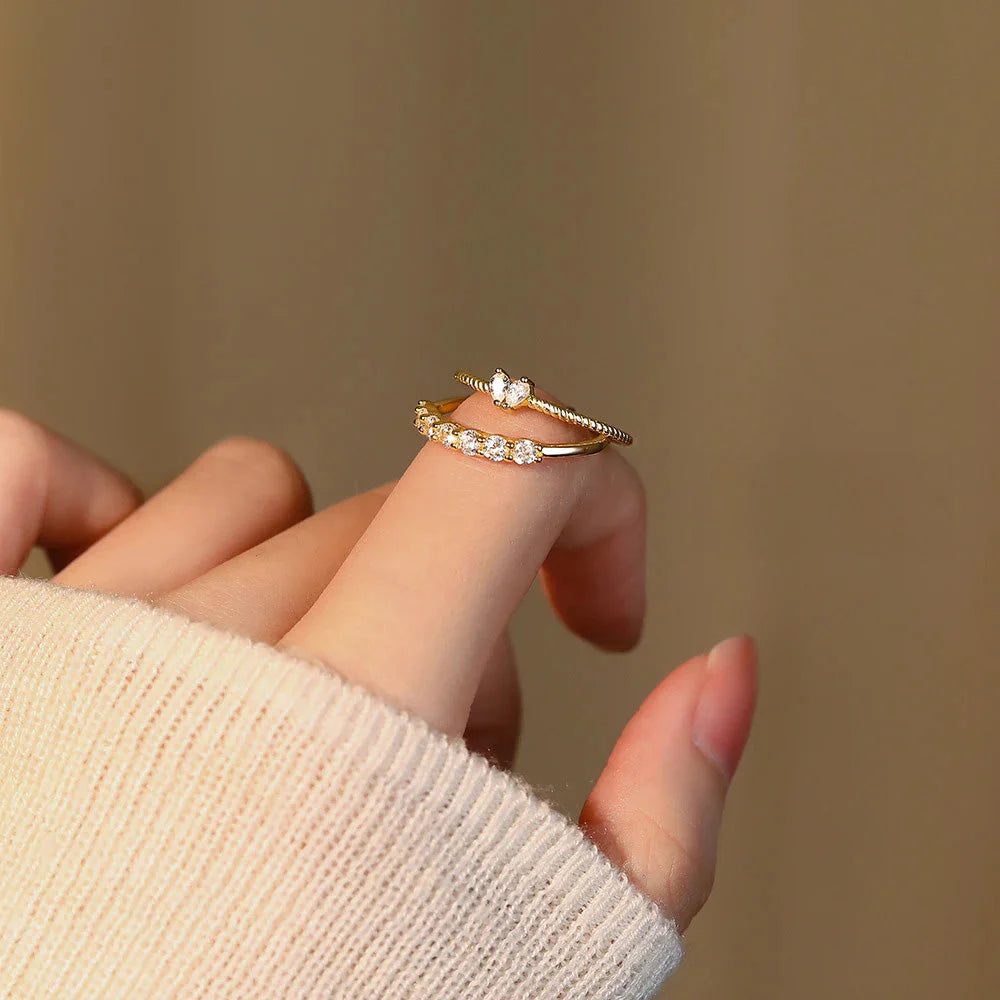 925 Sterling Silver round Zircon - White Marquise Rings