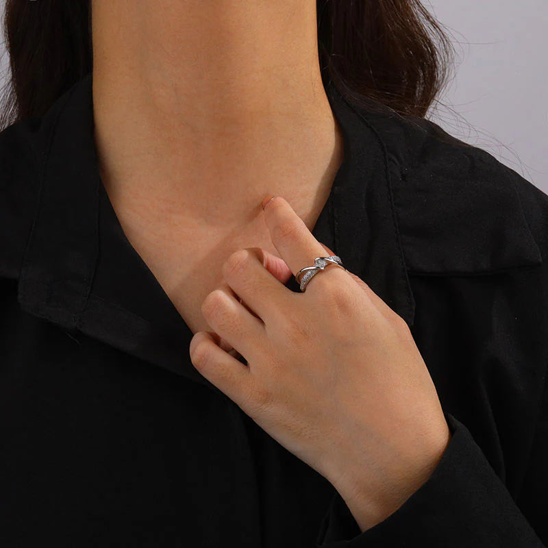 Double Parallel Lines Twisted Rings - 925 Silver Sterling