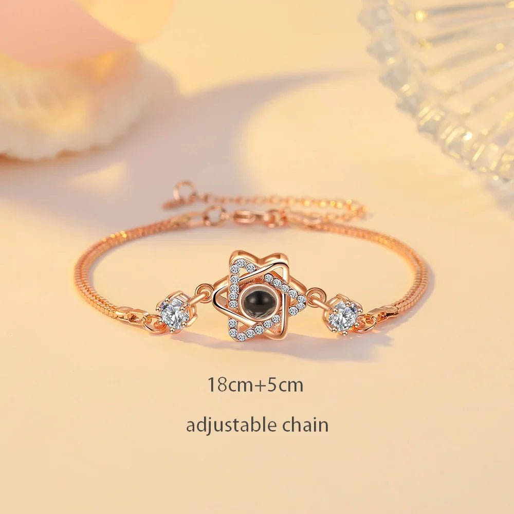 100 Languages I Love You Bracelet Heart Wedding Romantic I Love You Projection Bracelets for Women Lady Girl Friend Gifts