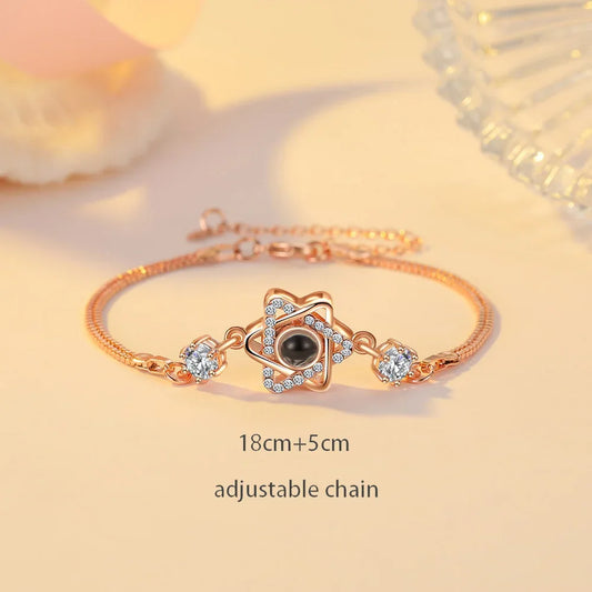 100 Languages I Love You Bracelet Heart Wedding Romantic I Love You Projection Bracelets for Women Lady Girl Friend Gifts