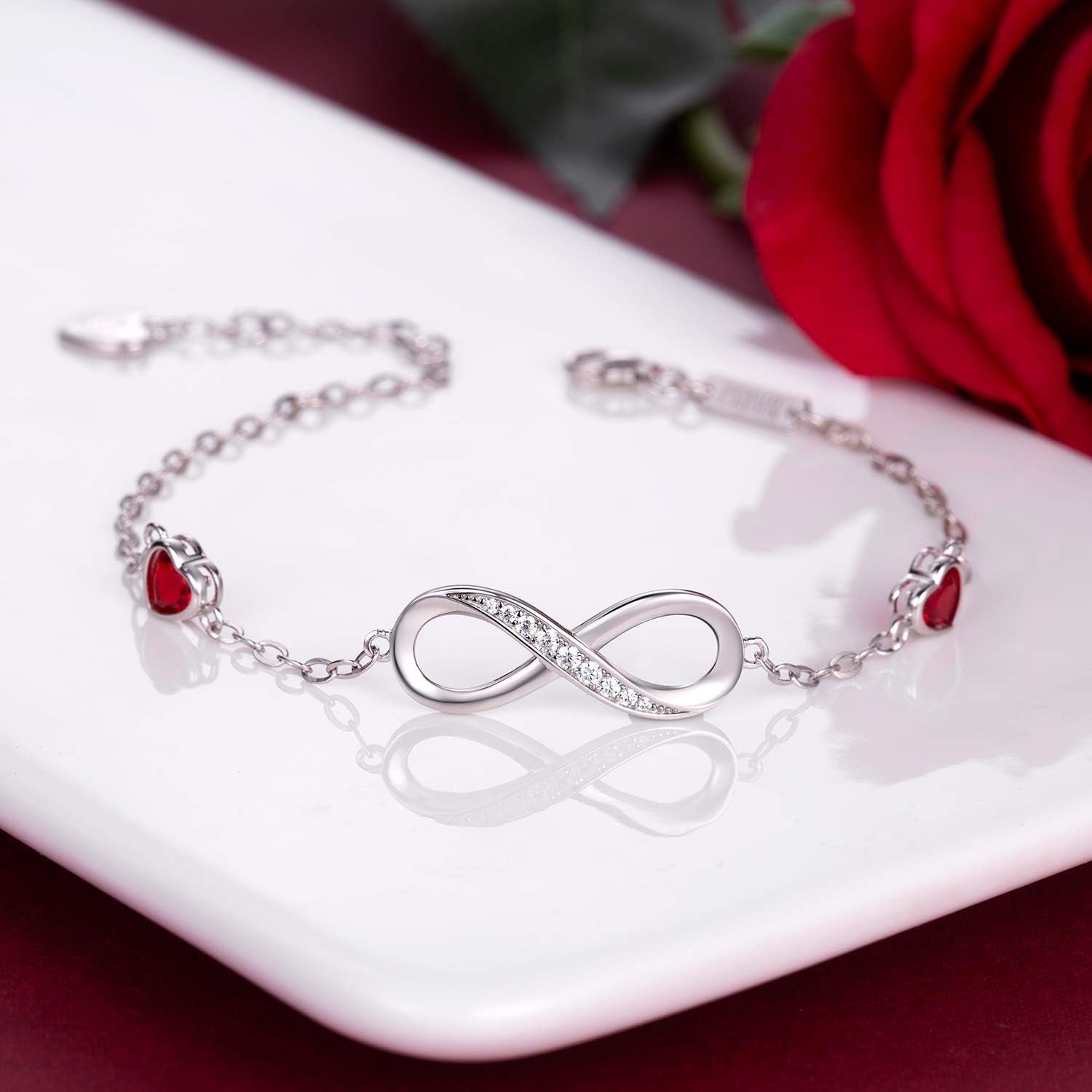 Infinity Love Bracelets for Women 925 Sterling Silver Womens Bracelet Love Symbol Charm Adjustable Bracelet Jewelry