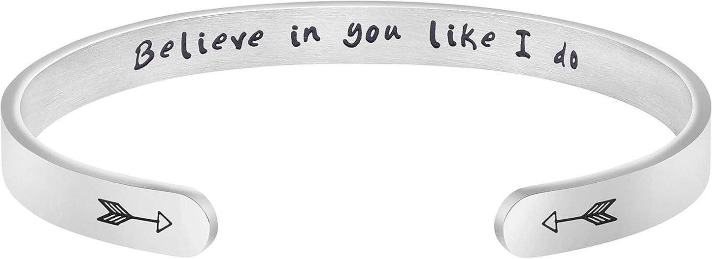 Bracelets for Women Personalized Inspirational Jewelry Mantra Cuff Bangle Friend Encouragement Gift for Her