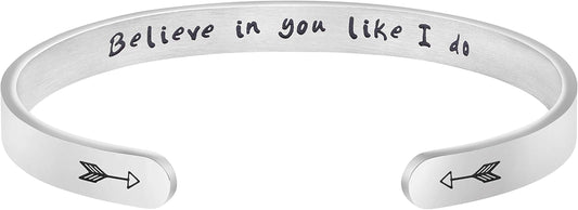 Bracelets for Women Personalized Inspirational Jewelry Mantra Cuff Bangle Friend Encouragement Gift for Her