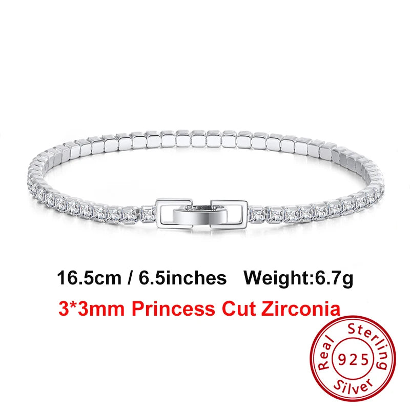 4Mm round Cut Tennis Bracelet in 925 Sterling Silver White Gold Woman Men Bracelets Bangle Jewelry Hand Chain SB94