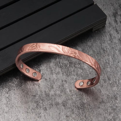 Magnetic Bracelets Rose Copper Adjustable Cuff Bangles Women Men Energy Jewelry Resizable Pain Relief for Arthritis