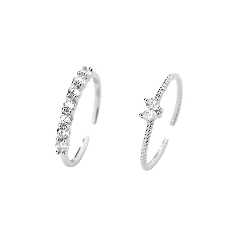925 Sterling Silver round Zircon - White Marquise Rings