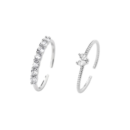 925 Sterling Silver round Zircon - White Marquise Rings