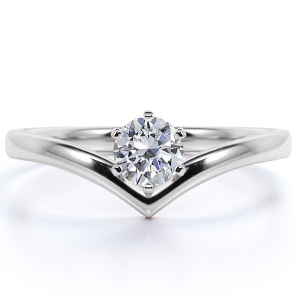 0.33 Ct round Cut Real Diamond - 6 Prong Ring - Vintage Engagement Rings - 10K White Gold