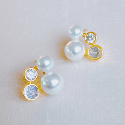 Pearl and Diamond Stud Earrings