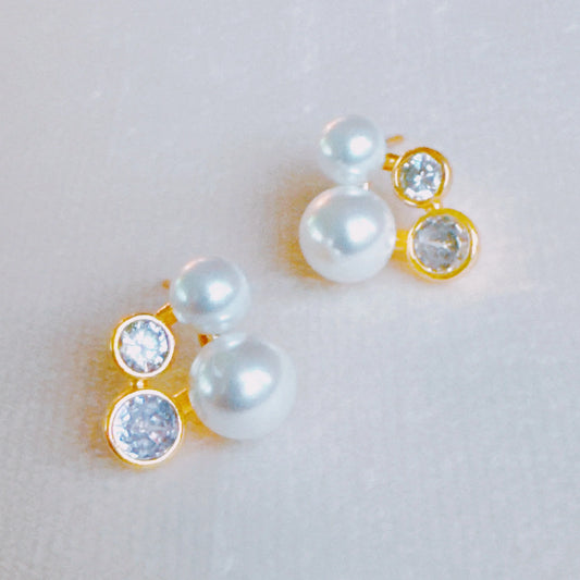 Pearl and Diamond Stud Earrings