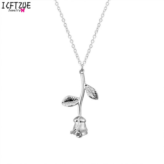 Rose Flower Pendant Necklaces for Women Stainless Steel 3 Colors Vintage Boho Necklace Glamour 2025 Fashion Valentine Jewerly