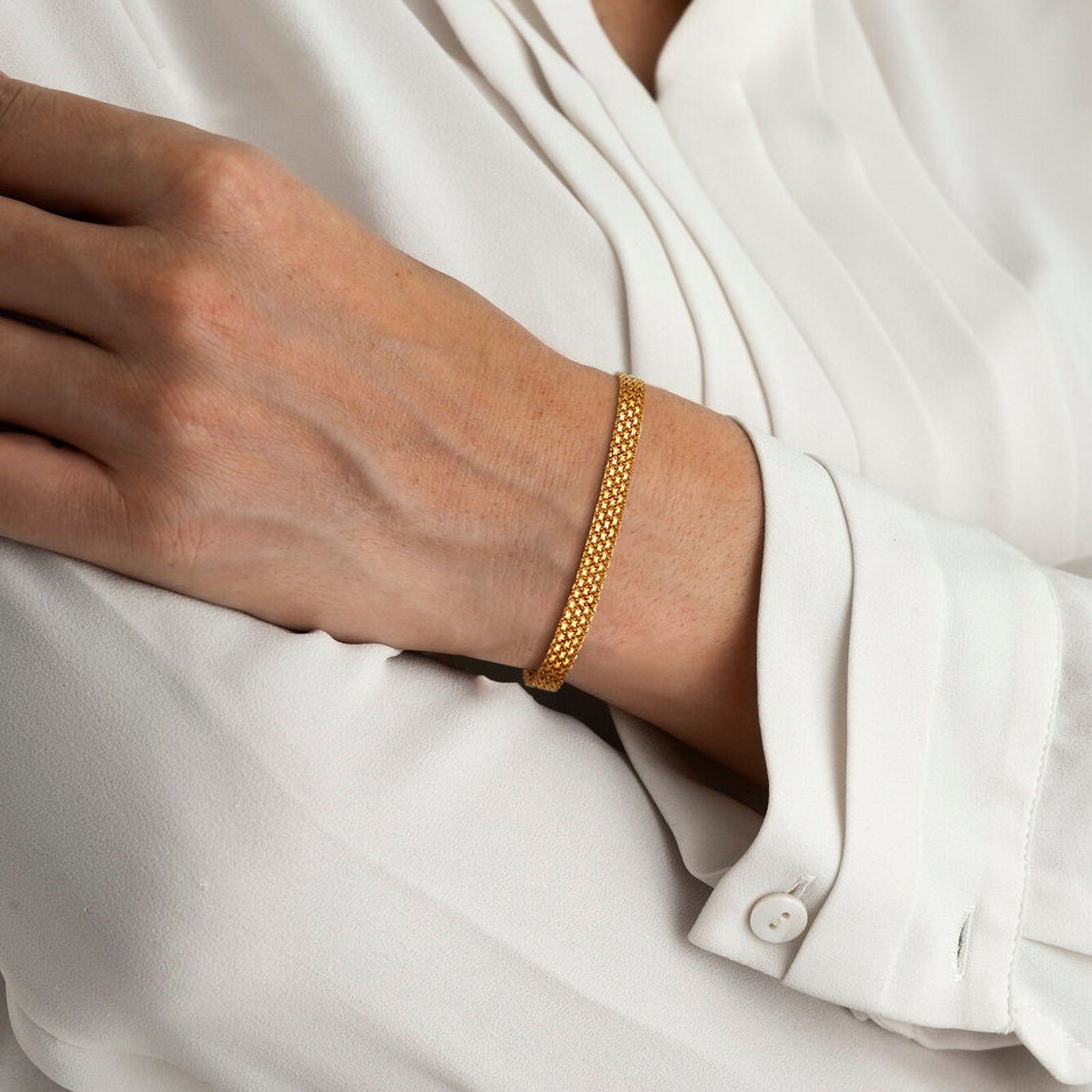 14K Gold Plated Chunky Chain Adjustable Bracelet for Women | Sterling Silver Lightweight Trendy Chain Bracelet | Jewelry Gift for Women