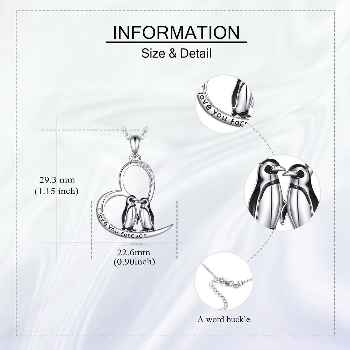 925 Sterling Silver Penguin Pendant Necklace