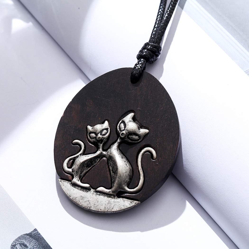 Hotsale Handmade Women Long Necklaces Jewelry Black Sandalwood Vintage Statement Necklace for Women