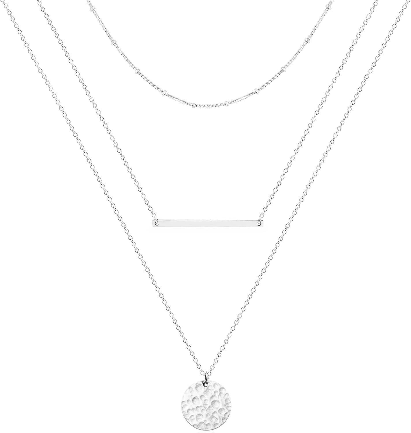 Necklace for Women, 14K Gold-Plated Dainty Choker, Silver Layered Necklaces for Women, Trendy Beach Jewelry