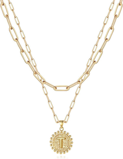 Yoosteel Layered Initial Necklaces for Women Trendy, Letter A-Z Necklace