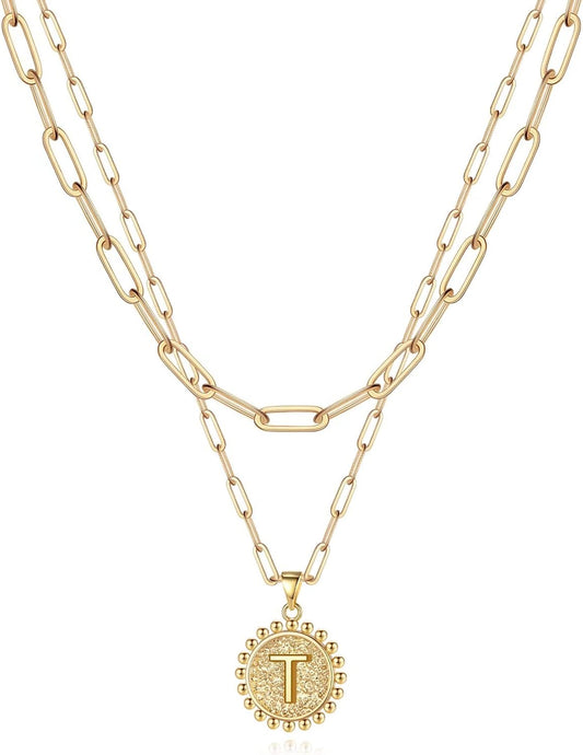 Yoosteel Layered Initial Necklaces for Women Trendy, Letter A-Z Necklace