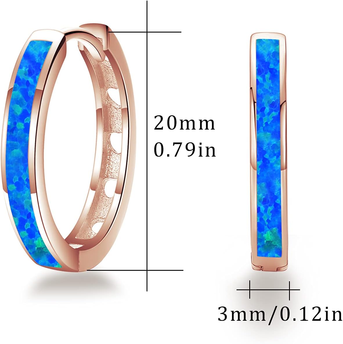 Hoop Earrings for Women Opal Hoop Earrings Hinged Huggie Earrings 925 Sterling Silver Hypoallergenic Earrings for Sensitive Ears Simulated Opal Colorful Jewelry Birthday Christmas Gift