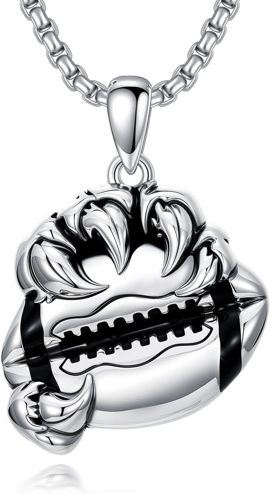 925 Sterling Silver Bear Claw Soccer Pendant Necklace