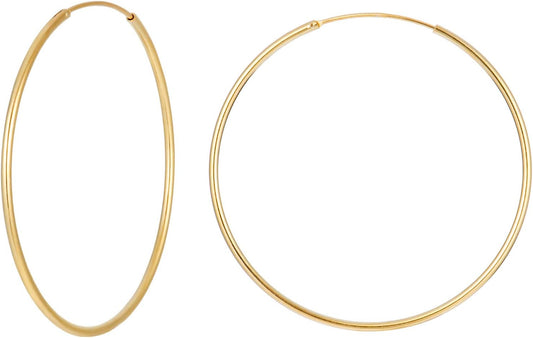 18K Gold-Plated Thin Hoop Earrings– 925 Sterling Silver, 40mm
