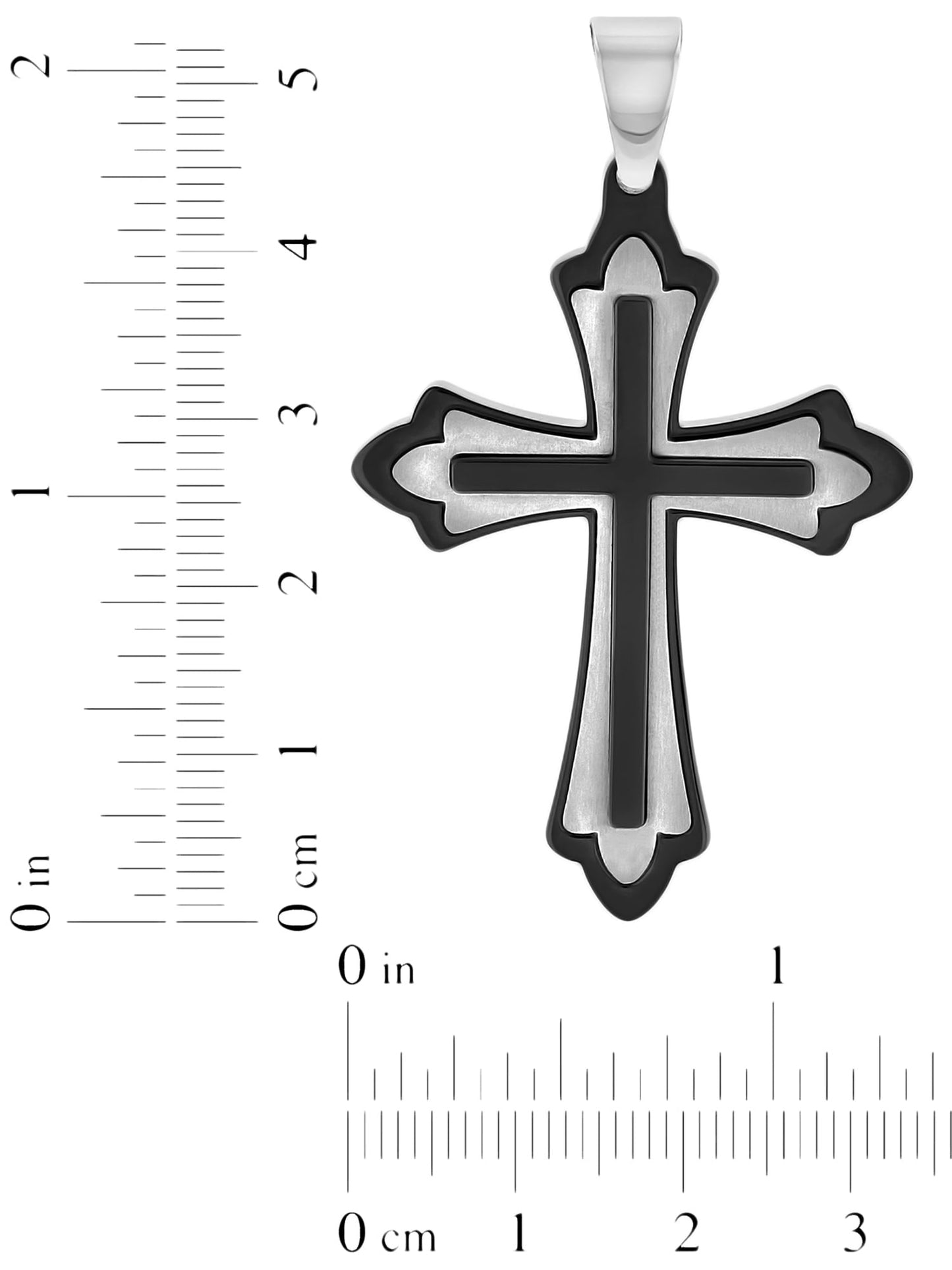 Men’S Stainless Steel Fleur De Lis Two Tone Cross Pendant Necklace Chain