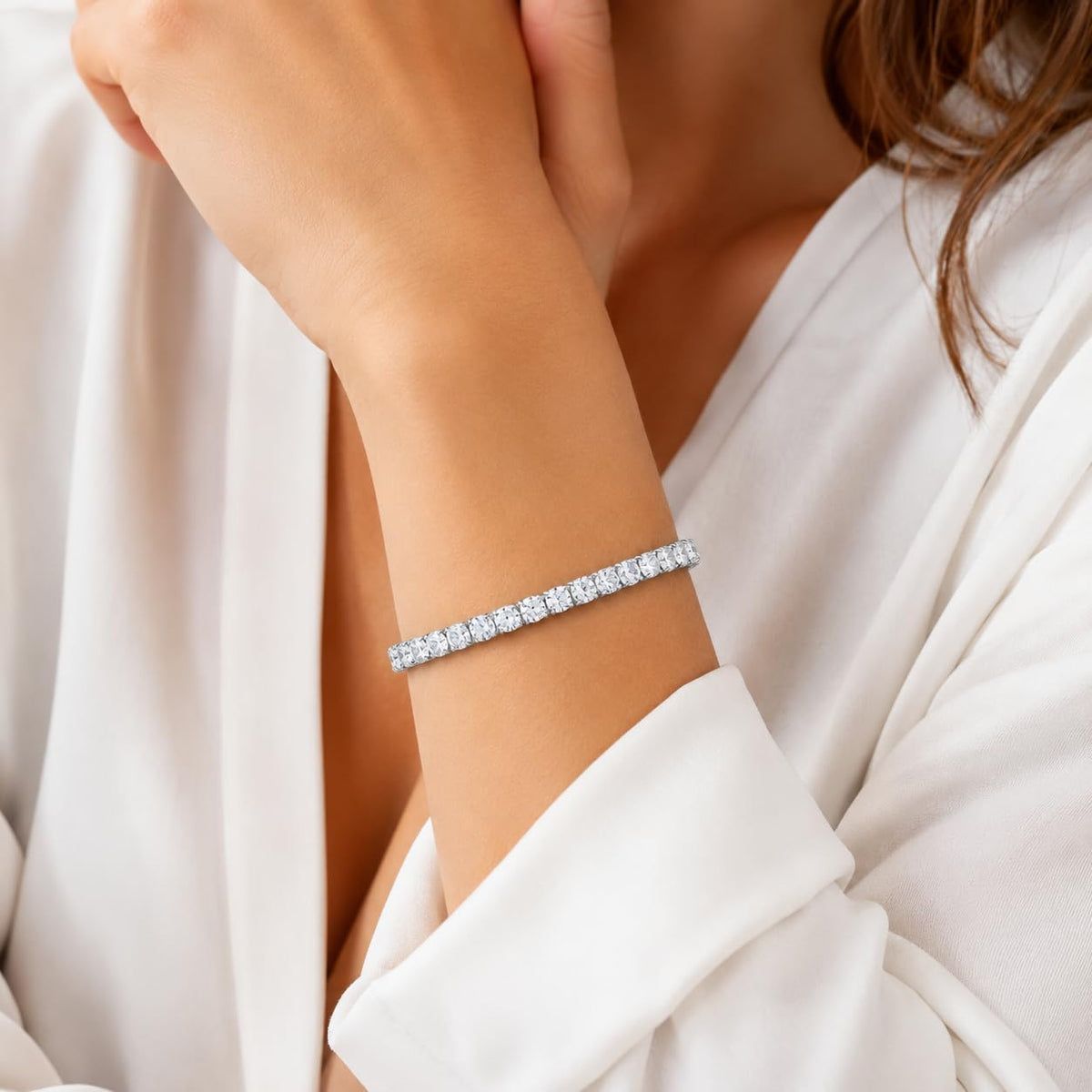 925 Sterling Silver Moissanite Tennis Bracelet for Women, 5.3 Carat Total Weight, D Color VVS1 Brilliant Moissanite Stones, 3Mm Classic Tennis Bracelet, GRA Certified, Available in 6.5 7 and 7.5 Inch Sizes