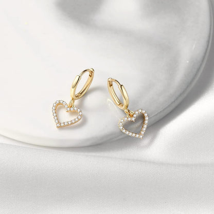 Gold Mini Dangle Huggie Earrings for Women, Dainty 14K Gold Plated Cubic Zirconia Small Hoop Earrings with Charm Drop, Jewelry Gift for Women Ladies