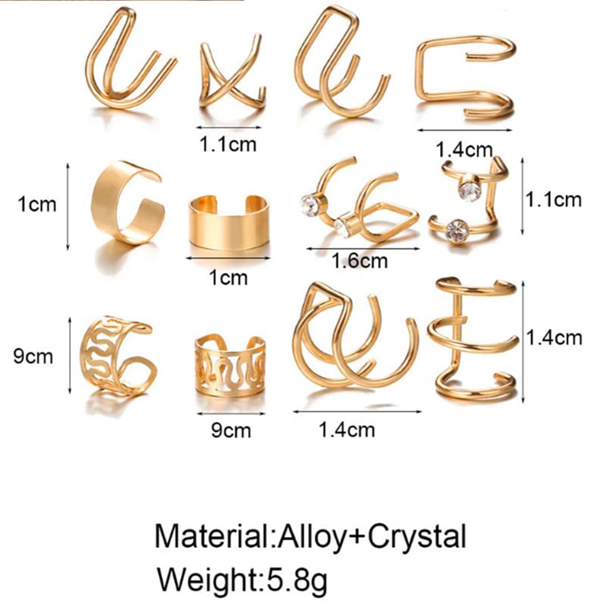 24 Pcs Gold Hair Braids Dreadlock, Non-Piercing Ear Clip Beard Beads Cuffs Clip Hair for Women Men Hair Accessories Styling Jewelry Tools