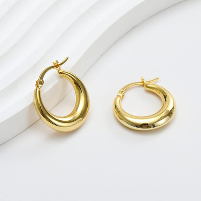 Chunky Gold Hoop Earrings for Women 14K Gold Plated Stainless Steel Thick Hoop Earrings Dainty Cute Hypoallergenic Earrings Minimalist Jewelry
