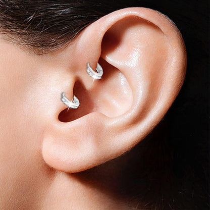 Tiny Huggie Hoop Earrings 925 Sterling Silver CZ Cubic Zirconia 5Mm Small Cartilage Hugging Earring Mini Hoop Rook Daith Forward Helix Snug Tragus Piercing for Women
