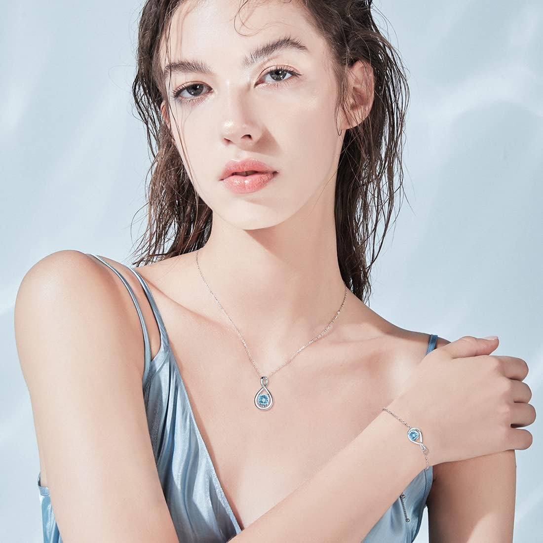 Love Bracelet 925 Sterling Silver Infinity Birthstone Bracelets for Women Fine Jewelry Birthday Christmas Gifts for Her Mom Wife, Chain Length 6.7"+1.2" Extend