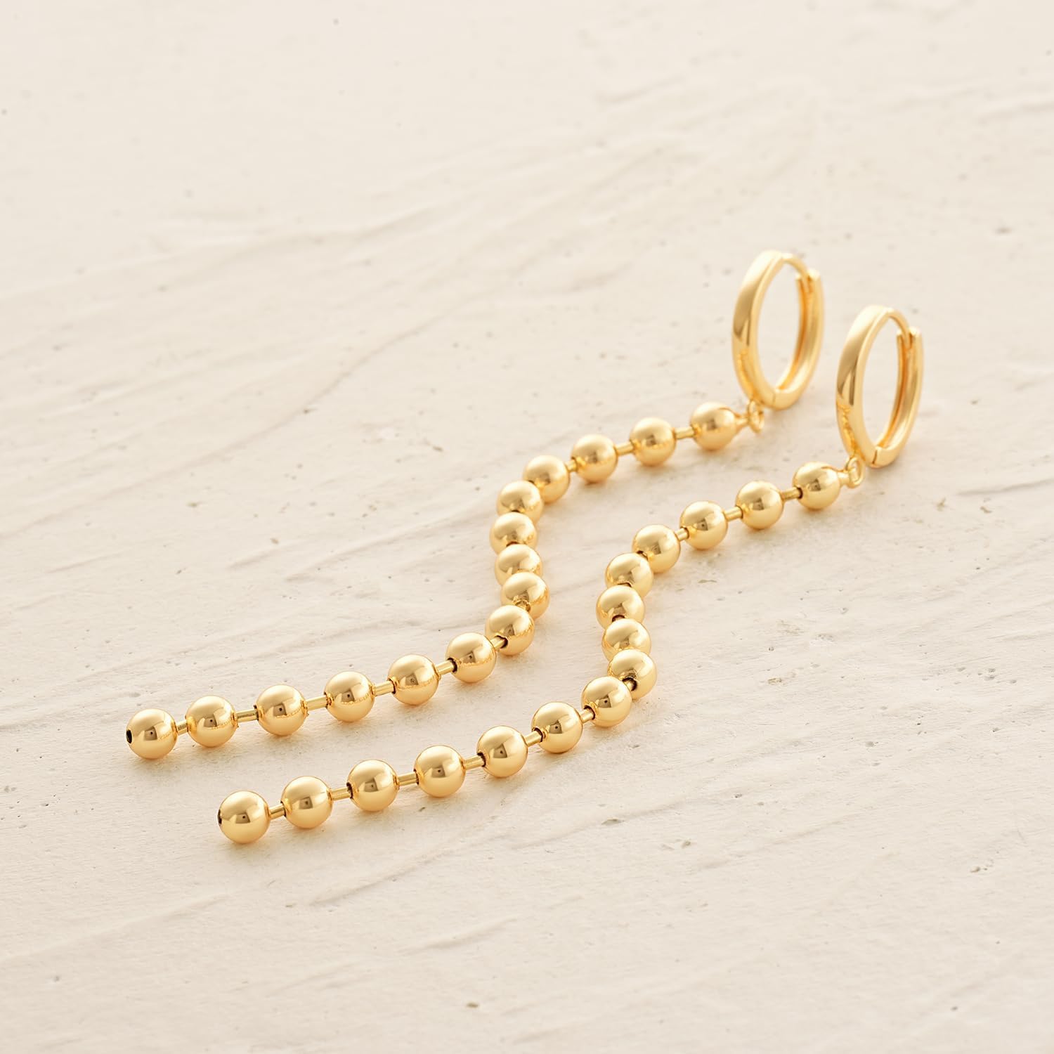 Women Chain Earrings Gold Huggie Hoop Dangle Drop 14K Gold Filled Small Boho Beach Simple Delicate Handmade Hypoallergenic Jewelry Gift