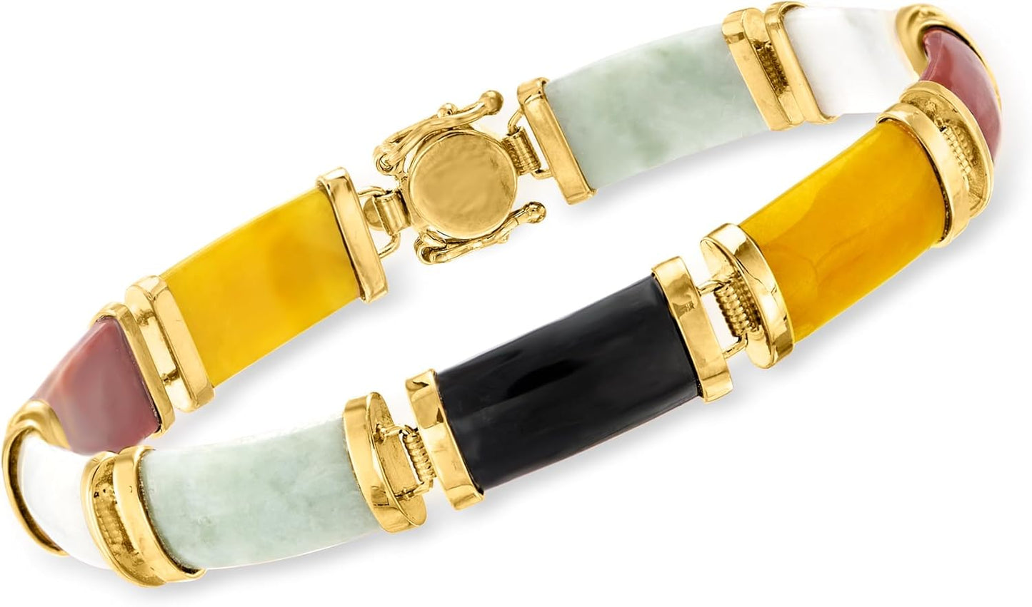 Good Fortune Jade Bracelet in 18Kt Gold over Sterling