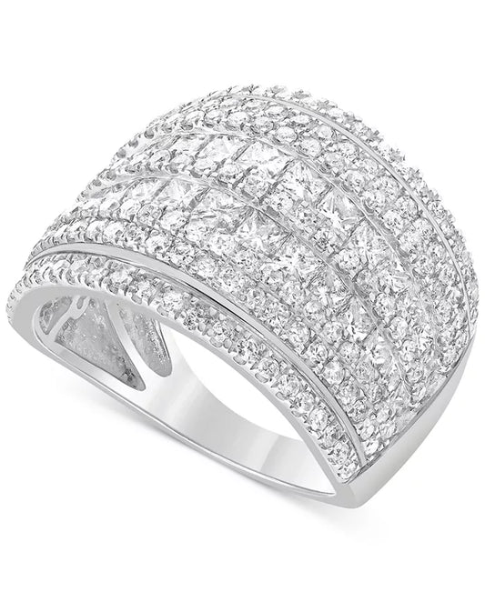 Diamond Cluster Multi Row Ring (3 Ct. T.W.) in 14K White Gold