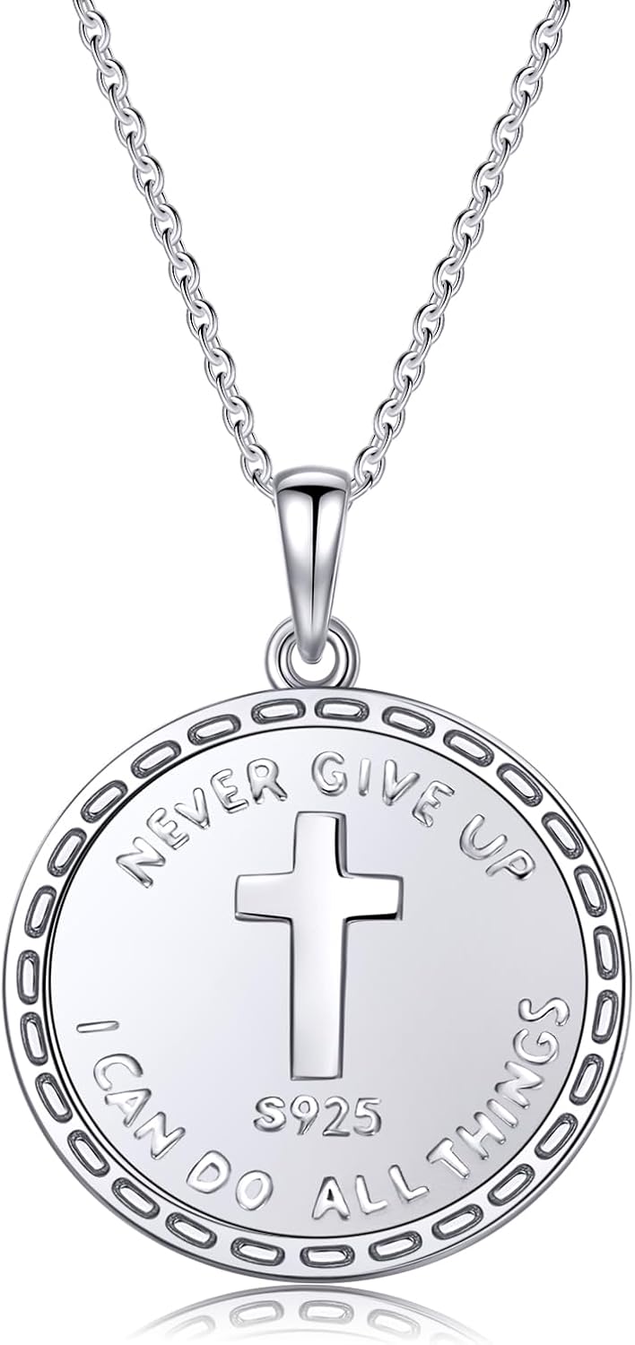 925 Sterling Silver Inspirational Cross Basketball Pendant Necklace