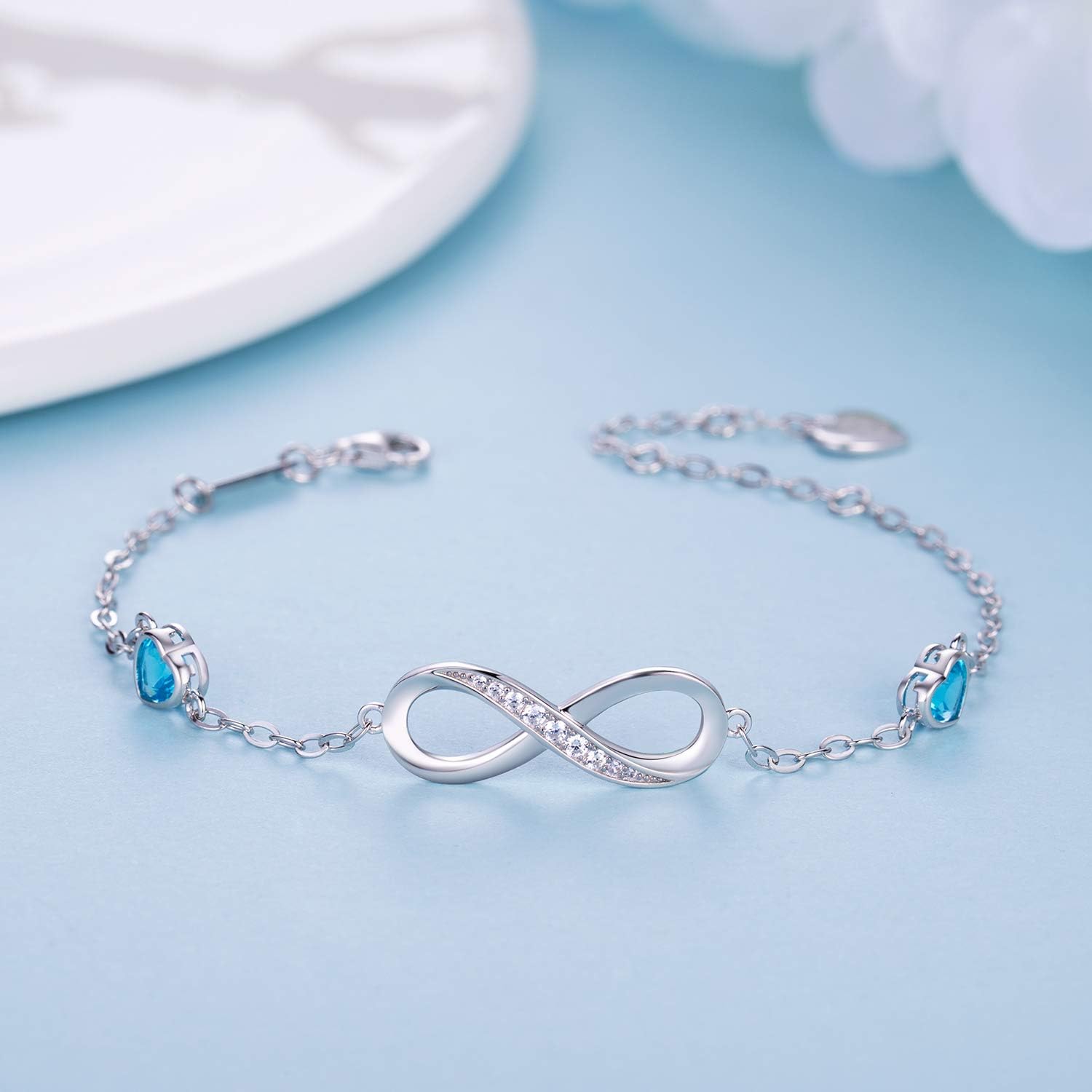 Infinity Love Bracelets for Women 925 Sterling Silver Womens Bracelet Love Symbol Charm Adjustable Bracelet Jewelry